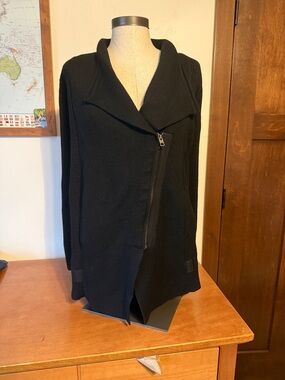 Athleta Black Asymmetrical Zip Knit Cardigan